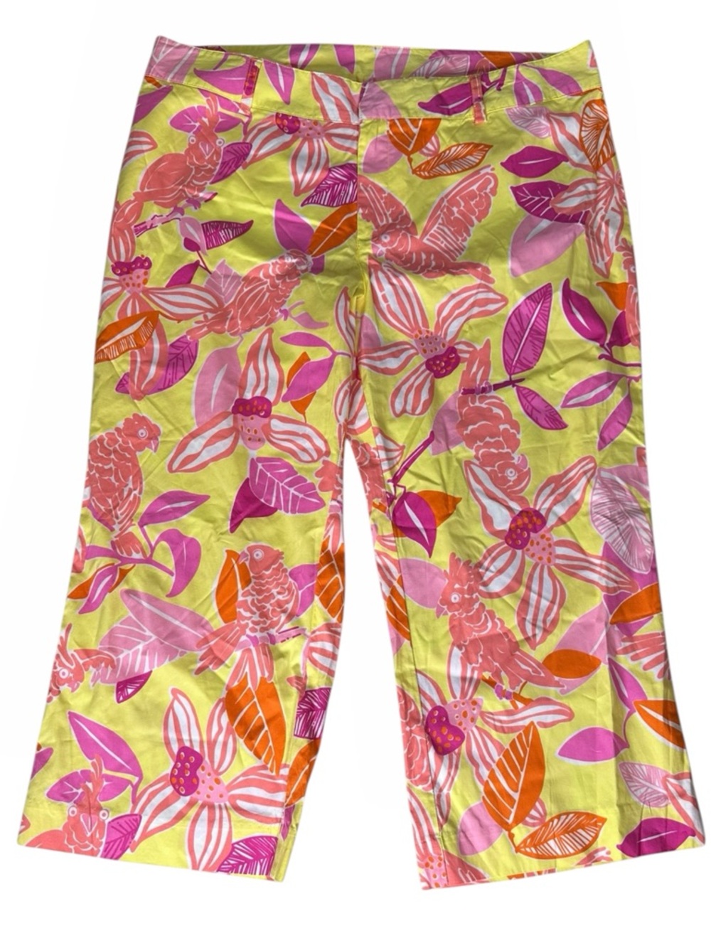 Lilly Pulitzer Vintage Tropical Floral Cropped Capri Pants. Size 10. White Label